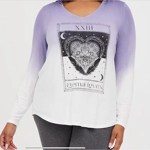 Torrid Super Soft Dip Dye Purple EUC Lightweight Hoodie 2X Plus-Size